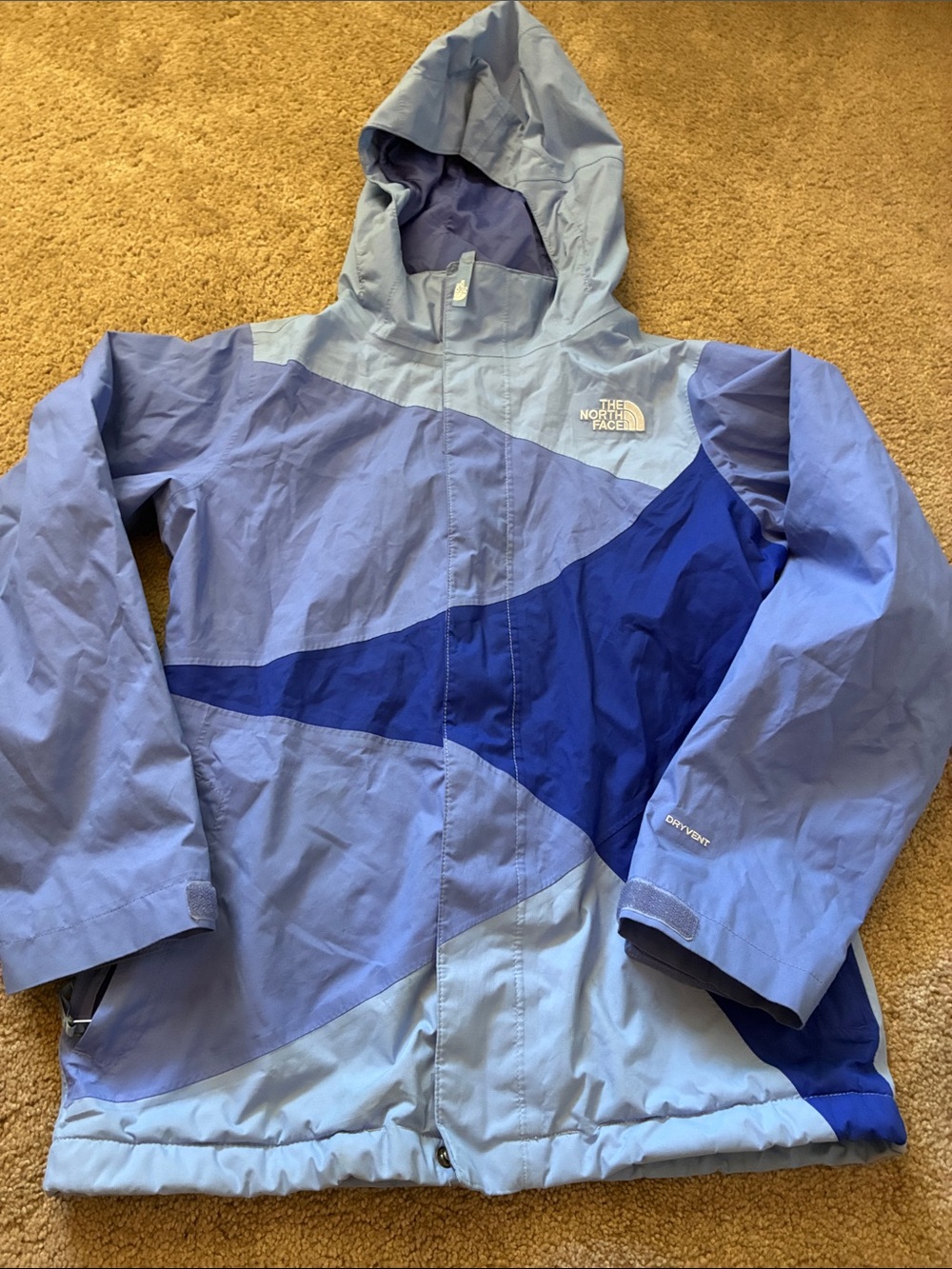 The North Face Girls Medium 10/12 Mountain View DryVent Hooded Rain Jacket Blue